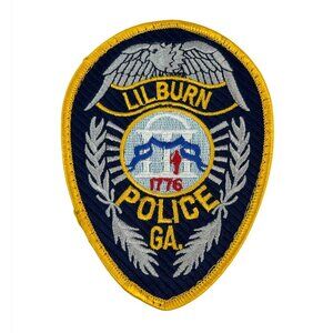 Lilburn Police GA Embroidered Patch Design Blue Yellow Georgia